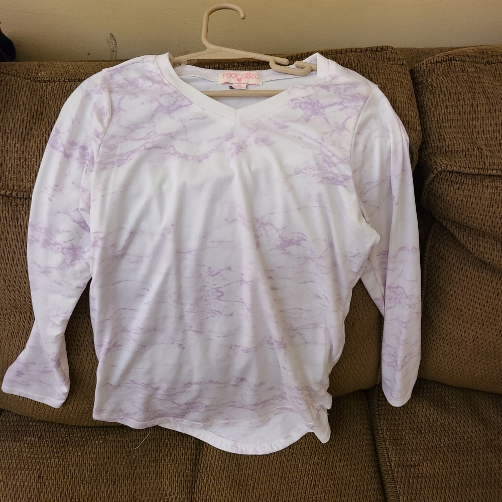 White/purple tye dye Girl's long sleeve shirt Medium